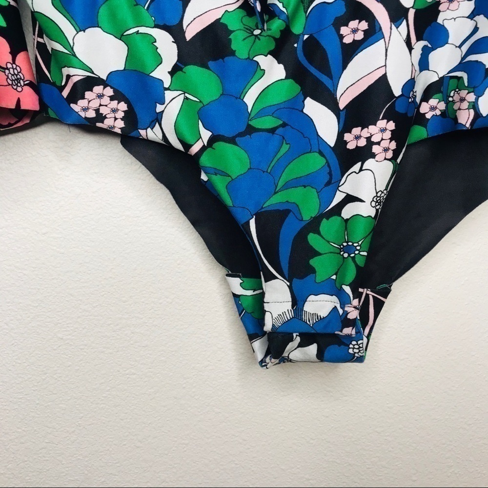 ZARA Floral Boho Retro Cutout Tie Front Bodysuit - Picture 8 of 16